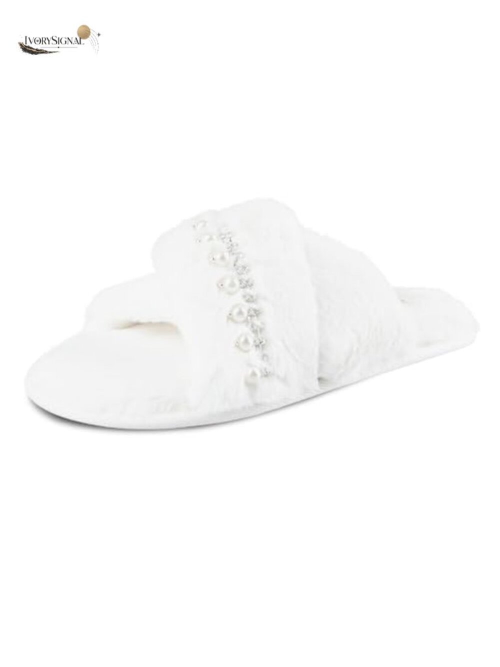 Faux Feather Slide-On Memory Foam Slippers